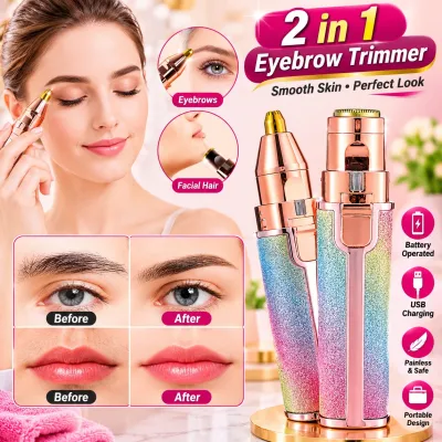 2-in-1 Electric Eyebrow & Facial Hair Remover – Painless Portable Mini Shaver for Women