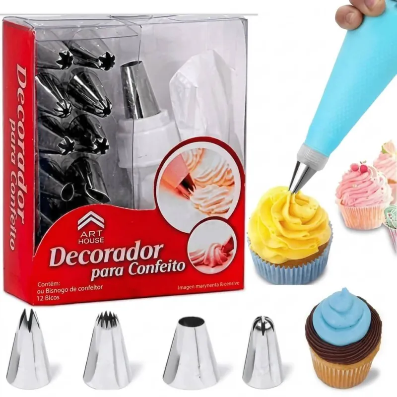 12 Piece Cake Decorating Kit With Piping Tips – shown in use