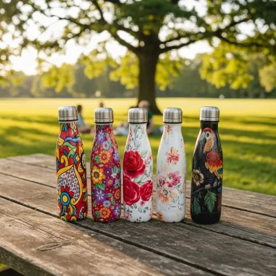 Cola Shape Water Bottle with Printed Designs