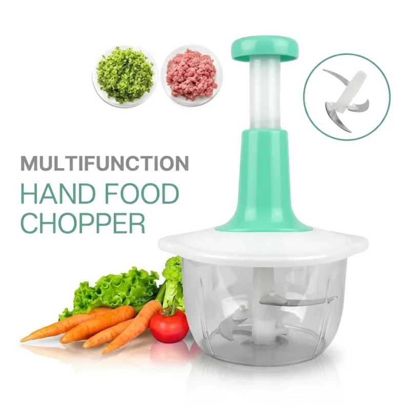 1.5 Litre Hand Press Chopper - Push Type Vegetable Cutter – green push button chopper top view
