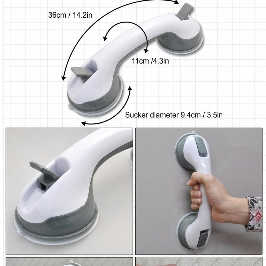 Helping Handle for Bathroom Safety - Dual Suction Grab Bar