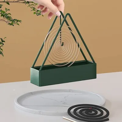 Mosquito Coil Holder Triangular Metal Stand with Ash Tray