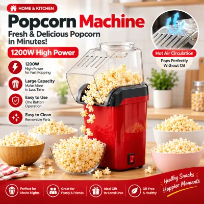 Electric Hot Air Popcorn Maker 1200W