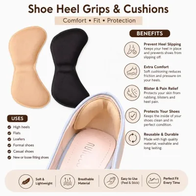 Self-Adhesive Heel Insoles – Anti-Slip Foam Cushion for Heel Pain Relief & Blister Protection