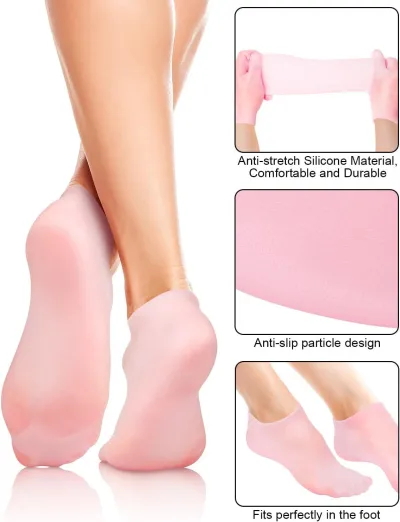 Silicone Gel Socks for Dry Cracked Heels – pink silicone gel socks for heels