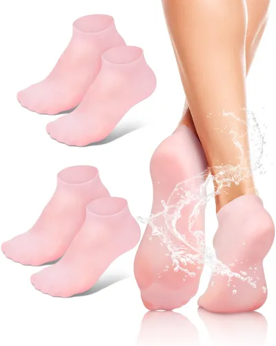 Silicone Gel Socks for Dry Cracked Heels – full coverage pink gel socks