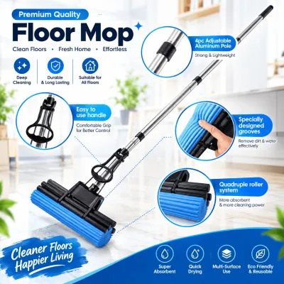 Auto Water Absorb Foamic Sponge Mop with Squeezing Roller