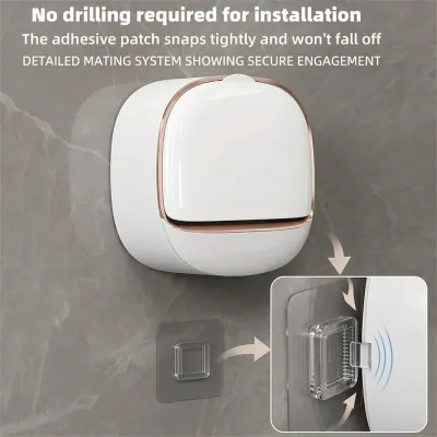 Wall Mounted Soap Box with Flip Cover & Drain Tray